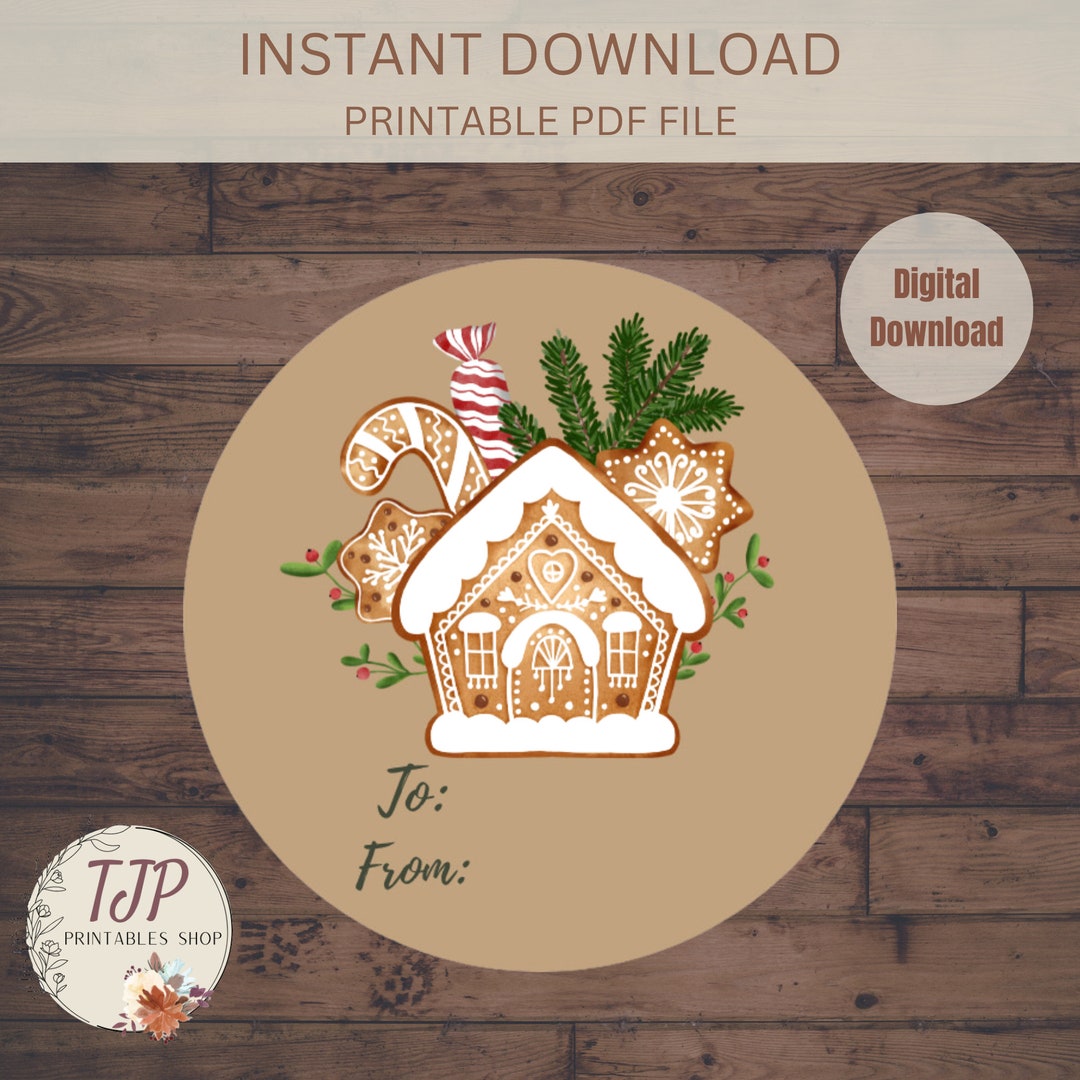 Gingerbread House Gift Labels, Printable Gift Labels, Christmas Labels ...