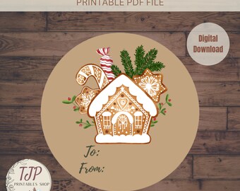 Gingerbread House Gift Labels, Printable Gift Labels, Christmas Labels, Teacher gift Stickers, Christmas Stickers, Present Sticker Label