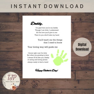 Fathers Day Hand print editable printable Finger Painting craft for dad DIY Kid&#39;s art for fathers day keepsake for fathers day