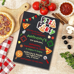 Bearbeitbare Pizza Party einladen Pizza Geburtstagseinladung Pizza Einladung Vorlage Sofort download Digital Download Invite Vorlage PZA01
