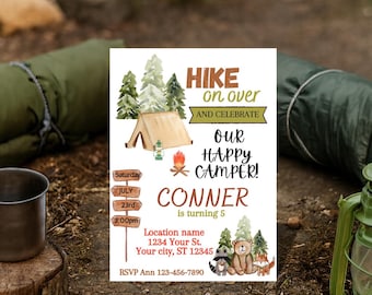 Camping Birthday Invitation Template Camping Invite Camping Birthday Party Campout Camping Party Digital Instant Download CMP01