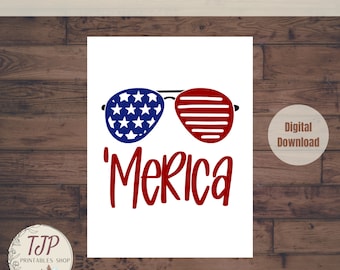 4th of July table sign Decor for fourth of July party decorations for 4th of July printable sign decoration