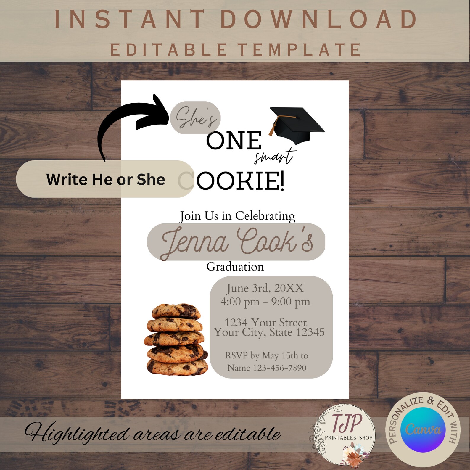 Printable Graduation Invitation, She Did It Graduation Invite, He Did ...