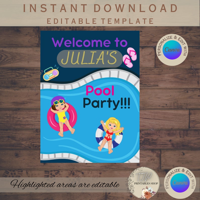 Pool Party Welcome Sign for Summer Pool Party Welcome Sign for - Etsy