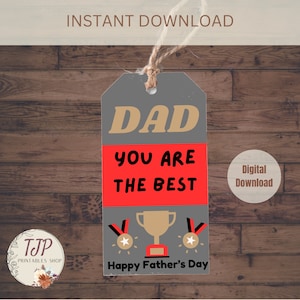 Fathers Day Tag, Fathers Day Award Gift Tag, Fathers Day Printable Tag, Happy Fathers Day Tag, Tag For Dad