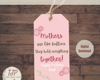 Mothers Day Tag, Printable Mothers Day Tag for Mom Gift, Mothers Day Gift, Happy Mothers Day