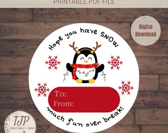 Penquin Sneeuwpret Cadeaulabels, Leraar Cadeaulabels, Kerststickerlabels, Cadeaulabelstickers, Kerststickers, Cadeaustickerlabels