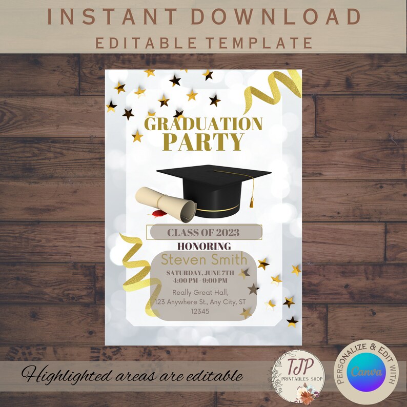 Printable Graduation Party Invitation Template, Instant Download