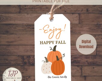 Happy Fall gunst tag, herfst traktatie tag, Fall personeel waardering tag, herfst geef tags, afdrukbare herfst cadeau tag, herfst cadeau mand tag