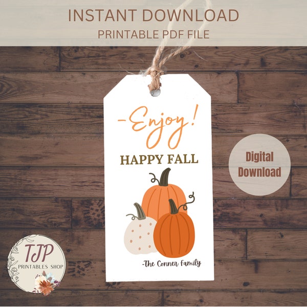 Happy Fall favor tag, autumn treat tag, Fall staff appreciation tag, fall give tags, printable autumn gift tag, fall gift basket tag