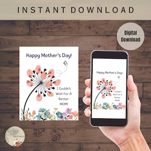 Pintura para dedos del Día de las Madres para mamá Actividad artística para niños DIY para mamá Manualidades para niños Huella digital Diente de león Arte imprimible para recuerdo del día de las madres