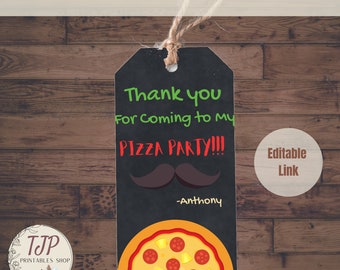 Pizza Party Birthday Thank you Tag for birthday invitation for Pizza party birthday invite thank you tag PZA01