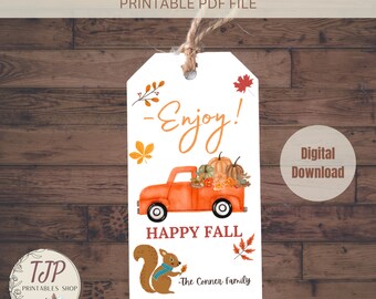 Happy Fall gunst tag, herfst traktatie tag, Fall personeel waardering tag, herfst geef tags, afdrukbare herfst cadeau tag, herfst cadeau mand tag