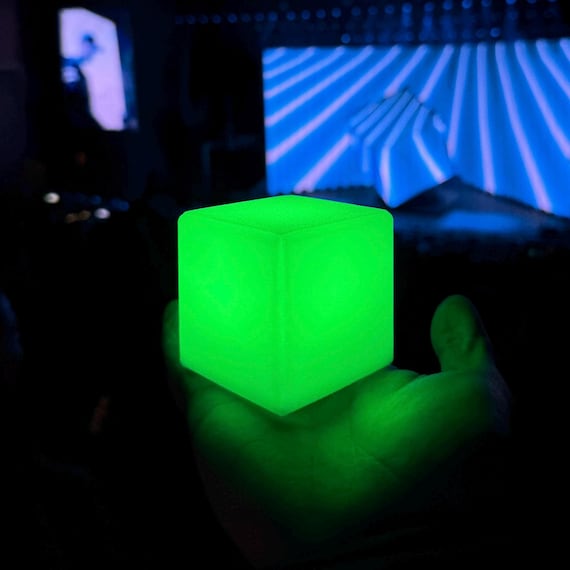 Small Handheld Rave Light Cube - (2.5 inch) - USBC Rechargeable Touch RGB led Lamp. Remote operated (Controller Included.)