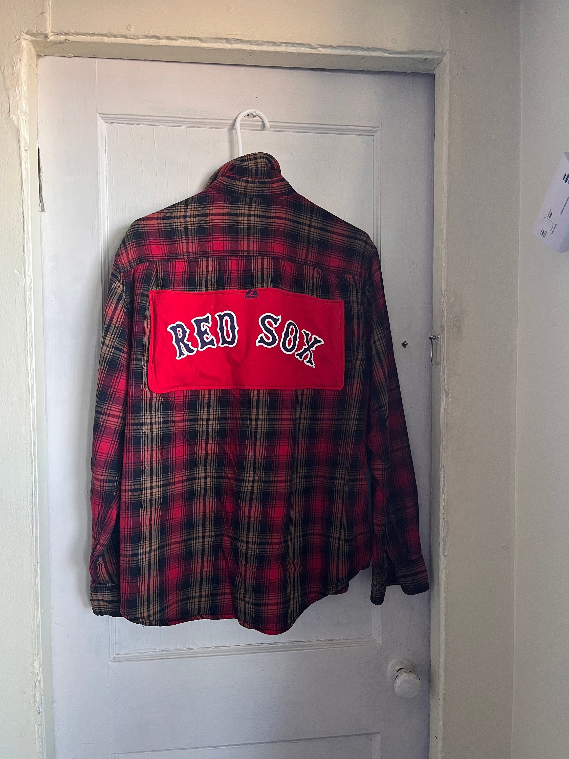 Custom Boston Red Sox Upcycled Flannel - Etsy Custom Boston Red Sox Upcycled Flannel - Etsy