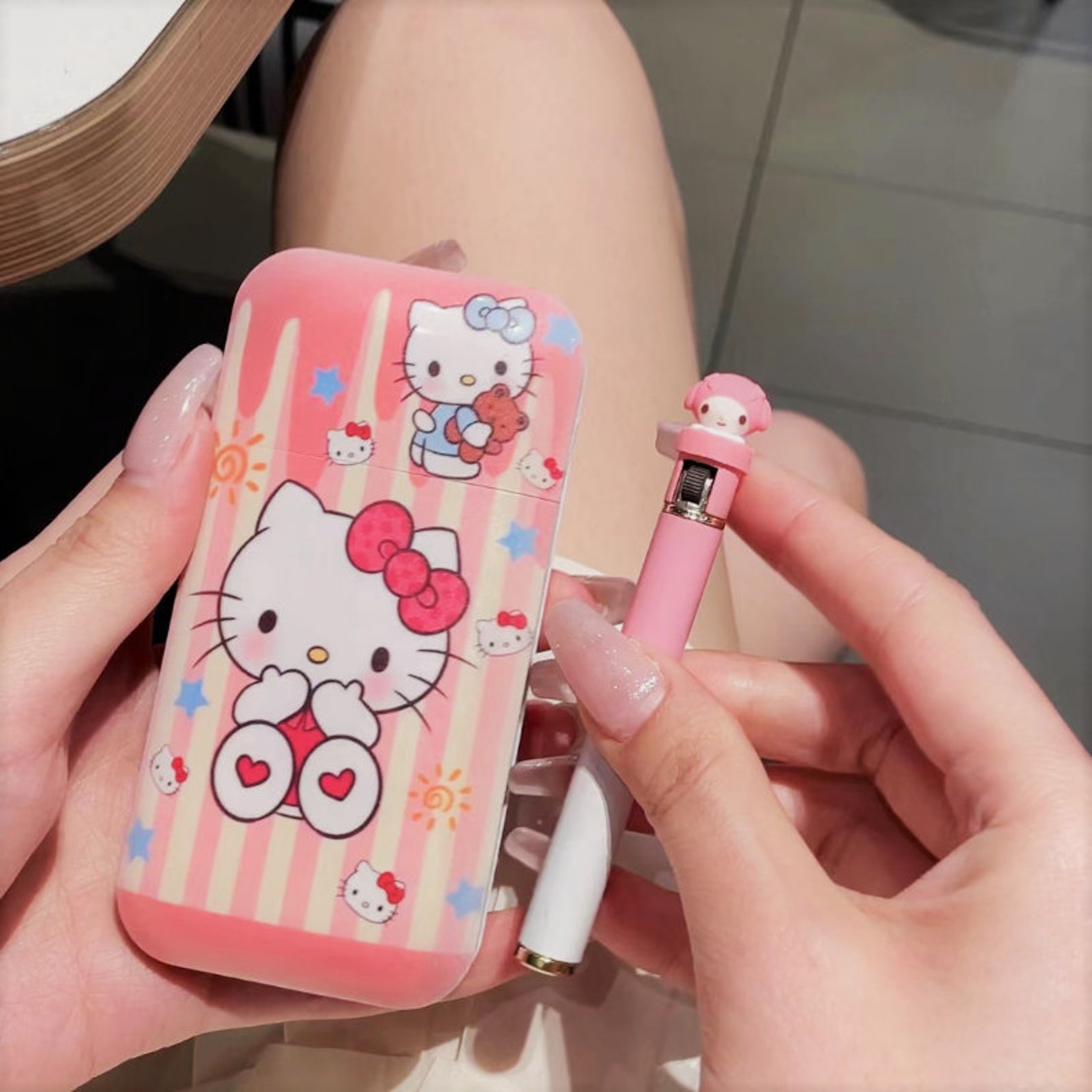 Kuromi Cigarette Case Lighter Set Hello Kitty Lighter Etsy