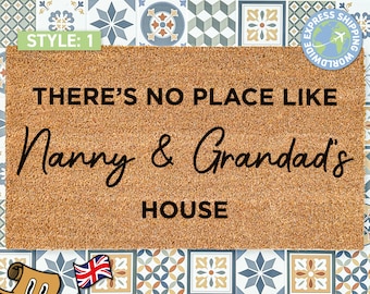 There's No Place Like Nanny & Grandad's Doormat | Custom Grandparents Welcome Door Mat | Grandparents Day Gift | Mothers Day | Fathers Day