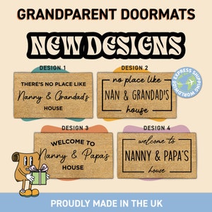 There's No Place Like Nanny & Grandad's Doormat | Custom Grandparents Welcome Door Mat | Grandparents Day Gift | Mothers Day | Fathers Day