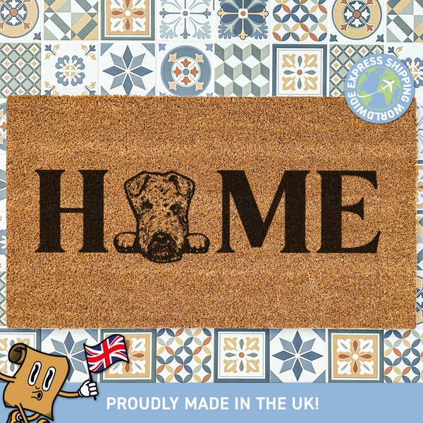 Home Aire Terrier Doormat | Cute Pet Doormat | Customized Pet Welcome Doormat | Pet Lovers Gift | New Pet Owners | Family Gift Idea