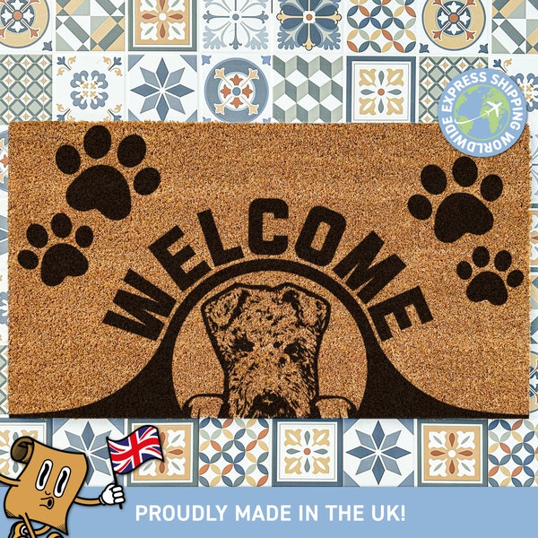 Aire Terrier Welcome Mat | Cute Pet Decor | Custom Greeting | Perfect for Pet Lovers | Ideal for New Pet Owners | Unique Family Gift