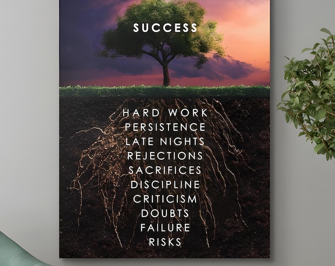 Roots Of Success - Motivational Quote Canvas Painting Wall Art Home Decor Modern Home Wall Print Inspirational Poster For Work Productivity