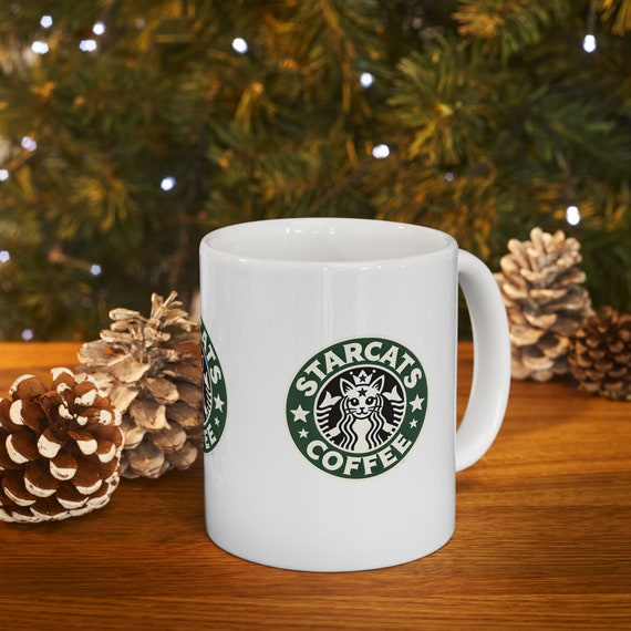 Starbucks STARCATS Kaffeetasse - Katzenkaffeetasse Katzendruck lustige Kaffeetasse mit Katze Geschenk für Katzenliebhaber Tasse mit Starbucks-Logo und Katze