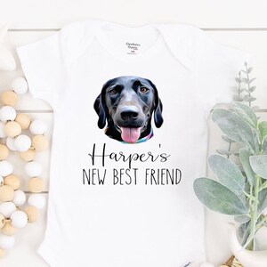Custom Dog onesie, custom name onesie, protected by, dog person, new sibling, my new best friend, Custom DOG bodysuit, New baby, pregnancy