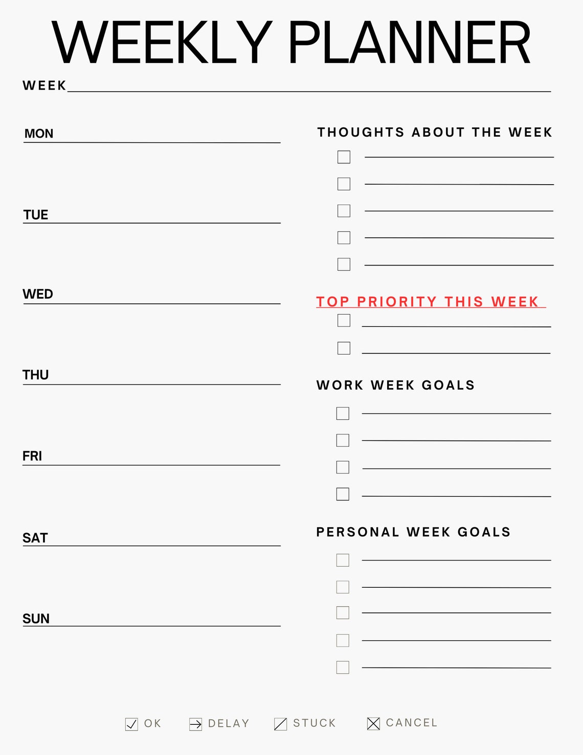 Minimal ADHD Daily Planner, Personal Productivity Printable (PDF ...