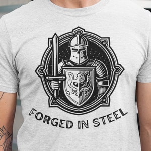Forged in Steel - Embrace the Strength of the Armored Knight on this Powerful T-Shirt!