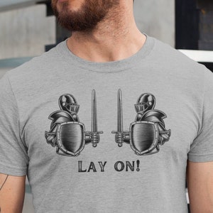 Lay On - Epic Knight Battle T-Shirt for HEMA and Historical Fencing Enthusiasts