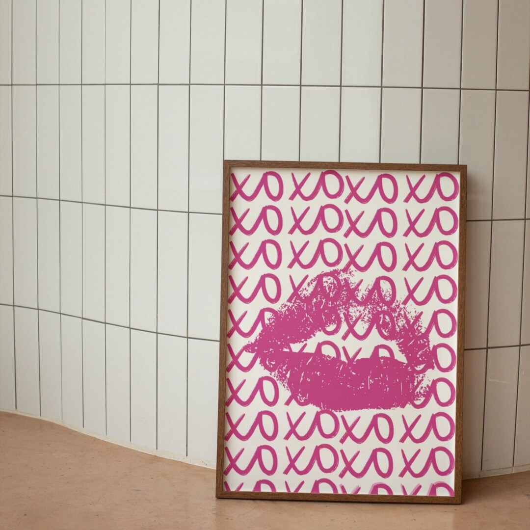 XOXO Wall Art Pink Preppy Wall Art Romantic Wall Art Valentines Day