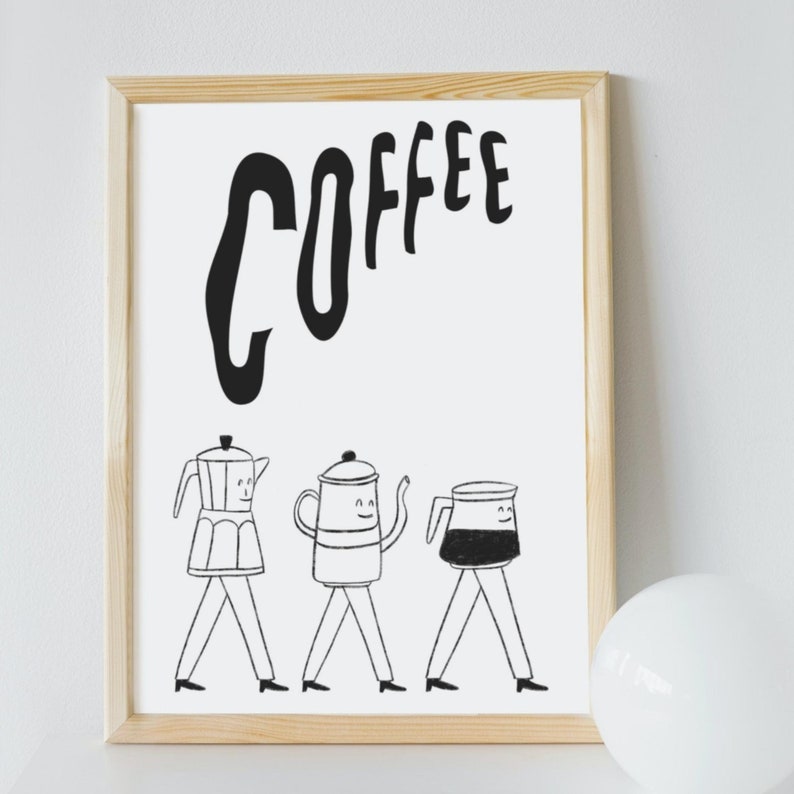 Coffee Poster Fun Coffee Print Kitchen Print Coffee Cup Print Coffee