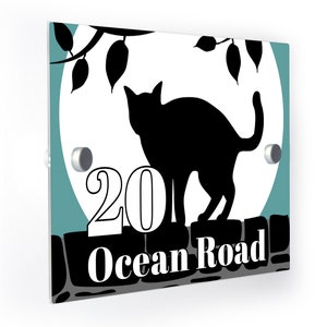 Katze Mond Hausnummer Plaque Outdoor Personlasied maßgeschneiderte Adressschild Personalisierte Individuelle Individuell Bedruckt