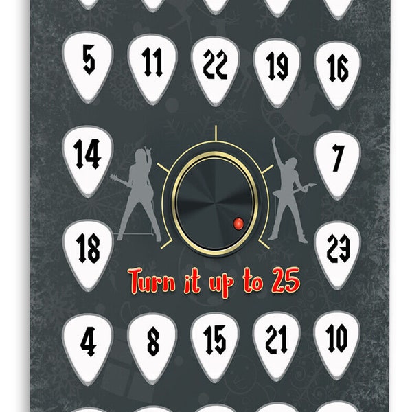 Turn It Up Plectrums Calendrier de l'Avent Adolescent Adulte 24 X Médiators Guitariste Cadeau Noël