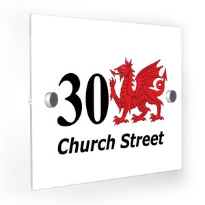 Welsh Wales Dragon House Number Plaque Outdoor Personlasied Customised Address Sign Personalized Customized Custom Printed