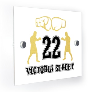 Targa con numero civico per boxe, personalizzata, per esterni, con indirizzo personalizzato, stampa personalizzata