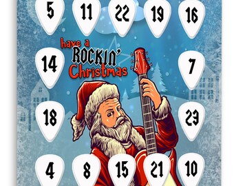 Rockin' Christmas Plectrums Advent Calendar Teen Adult 24 X Guitar Picks Guitarist Gift Xmas