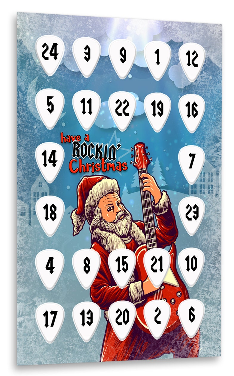 Calendrier De L'Avent 2025 Pour Guitariste - 24 Jours Avec Médiators, étui En Cuir Et Boîte Métal - Cadeau Musical Noël - Pour Tous Niveaux
