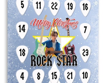 Rock Star Plectrums Personalsied Advent Calendar Teen Adult 24 X Guitar Picks Guitarist Gift Christmas Customised