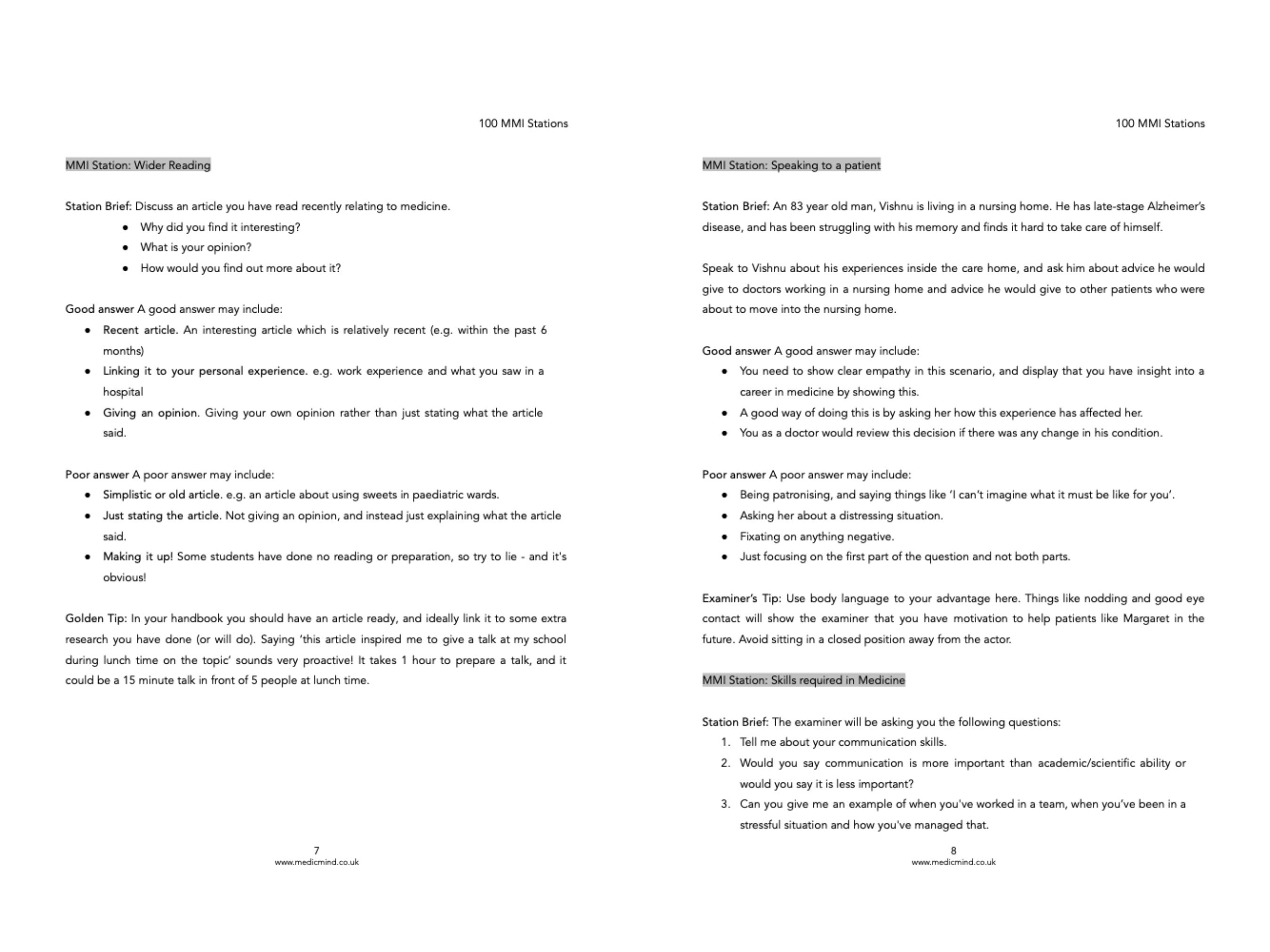 Mmi Medical Interviews 100 Mmi Stations Etsy