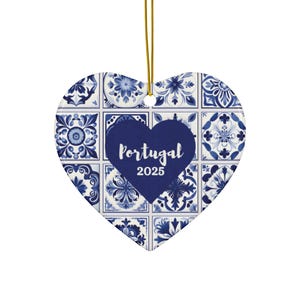 Portugal 2025 Christmas Ceramic Ornament - Tree Decor Portugal - Portuguese Tiles Ornament - Portuguese Christmas Decor - Gift from Portugal