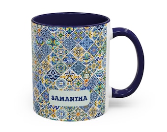 Taza de café con azulejos personalizados: regalo de azulejos portugueses personalizado