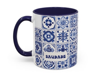 Portuguese Blue Azulejo Tile and Saudade Coffee Mug - Gift from Portugal