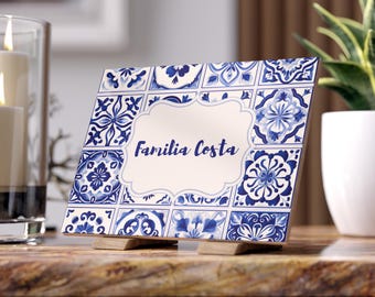 Personalized Portugal Azulejo Tile: Custom Family Name Ceramic Sign