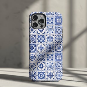 Portuguese Blue Tiles Phone Case iPhone 15 14 Pro Max 13 12 11 - Samsung Galaxy 23 22 21 20 - Google Pixel tiled hard case