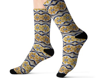 Yellow Azulejo Tile Socks - Portugal Lisbon Gift