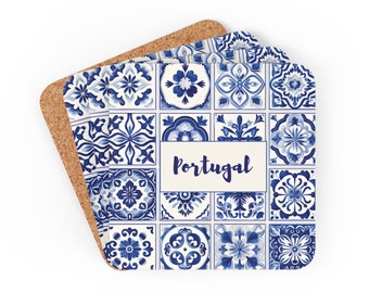 Portuguese tile coasters - Coasters set of 4 - Portugal Gifts