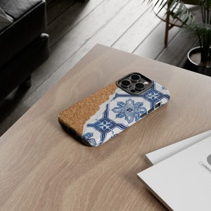 Blue Portuguese Tiles & Cork Phone Case