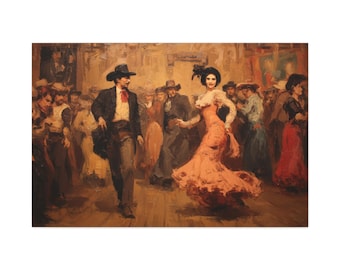 Vintage Saloon Dance Canvas | Matte Stretched Wall Art 1.25"