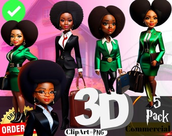 Black Business Woman Clipart, Girl boss clipart, Fashion clipart girl, Black entrepreneur clipart Boss lady clipart Black girl magic clipart